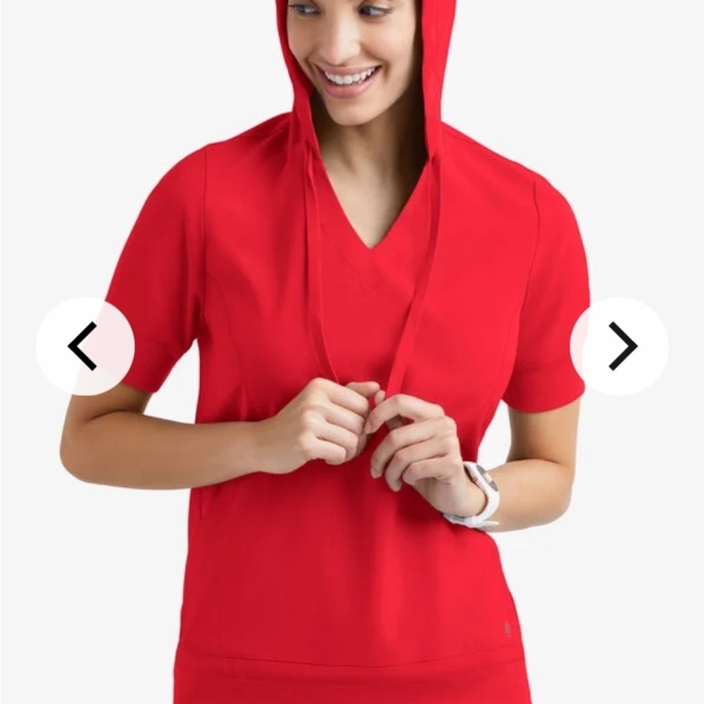 Red Women's Hooded Scrub top